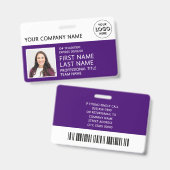 Bedrijfslogo Foto ID Barcode Paars Naam Badge (Voor- en achterkant)