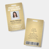 Bedrijfslogo Foto ID QR Barcode Geborsteld Goud Badge (Voor- en achterkant)