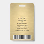 Bedrijfslogo Foto ID QR Barcode Geborsteld Goud Badge (Achterkant)