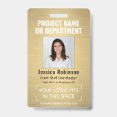 Bedrijfslogo Foto ID QR Barcode Geborsteld Goud Badge (Voorzijde)