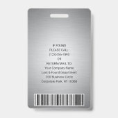 Bedrijfslogo Foto ID QR Barcode Geborsteld Grijs Badge (Achterkant)