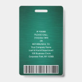 Bedrijfslogo Foto ID QR Barcode Geborsteld Groen Badge (Achterkant)