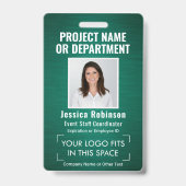 Bedrijfslogo Foto ID QR Barcode Geborsteld Groen Badge (Voorzijde)