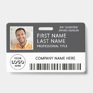 Bedrijfslogo Foto ID Streepjescode Grijs Naam Badge