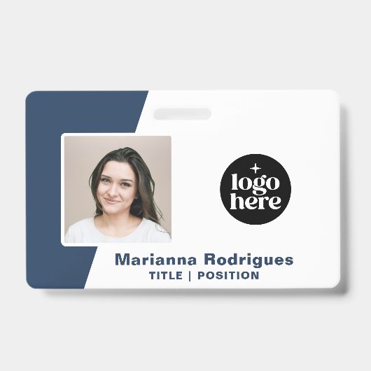 Bedrijfslogo Foto Streepjescode Aangepaste Persone Badge (Voorzijde)