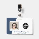 Bedrijfslogo Foto Streepjescode Aangepaste Persone Badge (Voorzijde met clip)