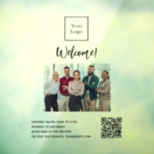 Bedrijfslogo foto welkom openingsuren QR-code Raamsticker (Vel 3)