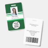 Bedrijfslogo fotobarcode groen badge (Voor- en achterkant)