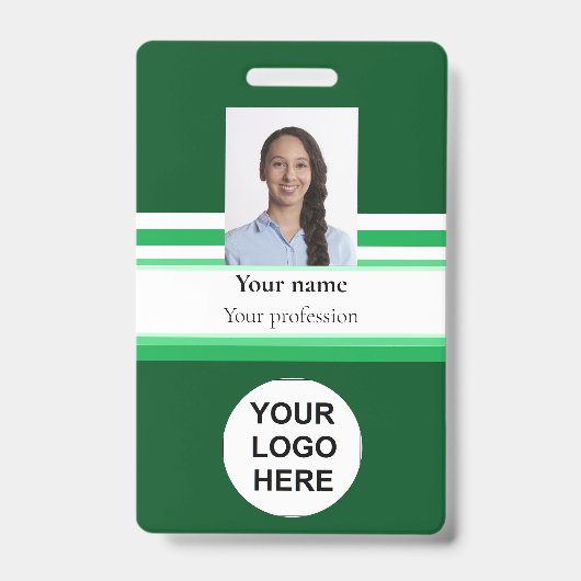 Bedrijfslogo fotobarcode groen badge (Voorzijde)
