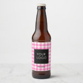 Bedrijfslogo Gingham Corporate Roze Bier Etiket (Voorkant)