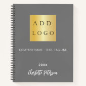 Bedrijfslogo grijs naam schrift notitieboek (Voorkant)