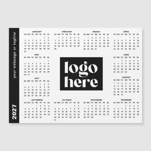 Bedrijfslogo Hele Jaar 2027 Magnetische Kalender (Voorkant)