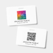 Bedrijfslogo hier QR-code sjabloonnaam en titel Badge (Voor- en achterkant)
