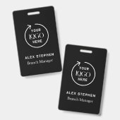 Bedrijfslogo ID | Modern Zwart Personeel Staf Badge (Voor- en achterkant)