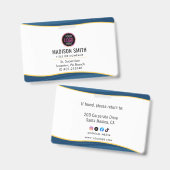 Bedrijfslogo ID Personeel Minimalistisch Wit Badge (Voor- en achterkant)