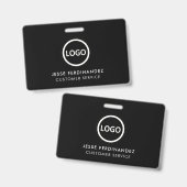 Bedrijfslogo ID, personeel minimalistisch zwart Badge (Voor- en achterkant)