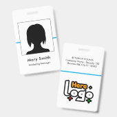 Bedrijfslogo, ID personeelslid, minimalistisch bad Badge (Voor- en achterkant)