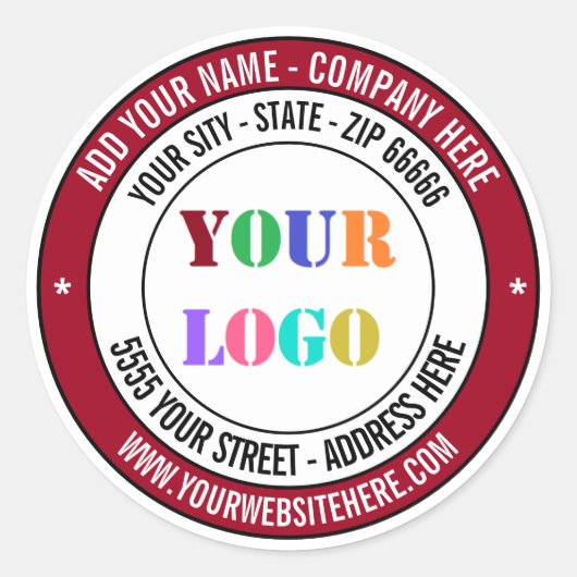 Bedrijfslogo Info Adreslabels Voorbeeld Ronde Sticker (Voorkant)