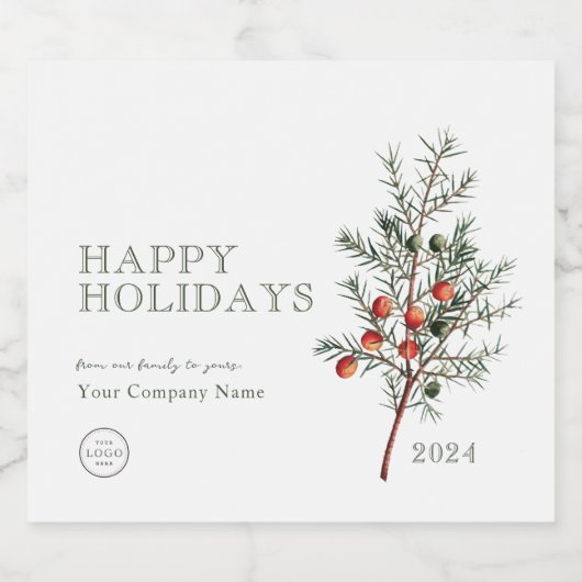 Bedrijfslogo Juniper Branch Kerst Custom Likeurfles Etiket (Enkel label)