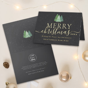 Bedrijfslogo Kerstbomen Company Logo Goud Folie Wenskaart