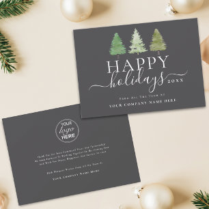 Bedrijfslogo Kerstbomen Elegant Schrift Feestdagenkaart