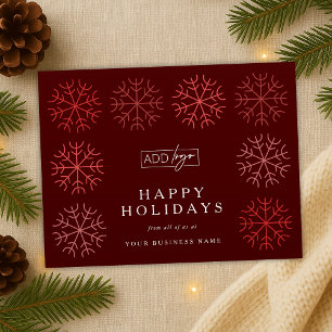 Bedrijfslogo Kerstsneeuwvlokken Rood Zakelijk Feestdagenkaart