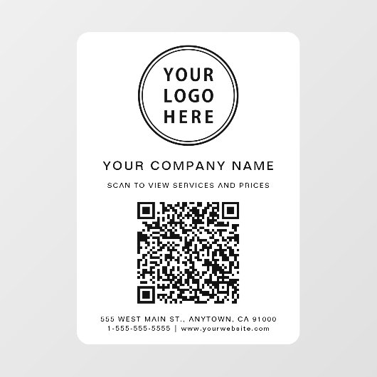 Bedrijfslogo Maak uw QR-code Raamsticker (Vel)