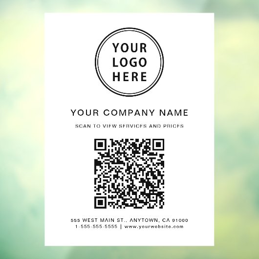 Bedrijfslogo Maak uw QR-code Wit Raamsticker (Vel 3)