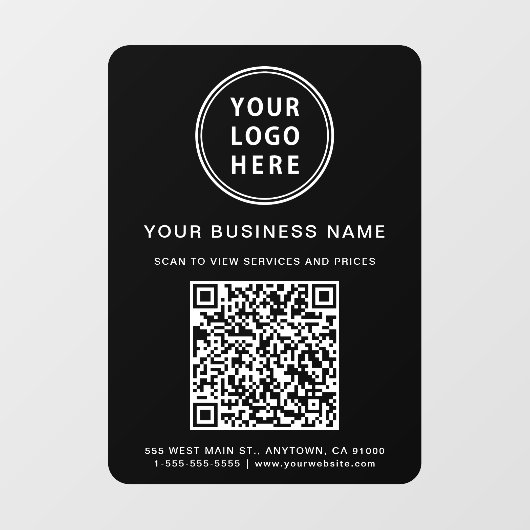 Bedrijfslogo Maak uw QR-code Zwart Raamsticker (Vel)