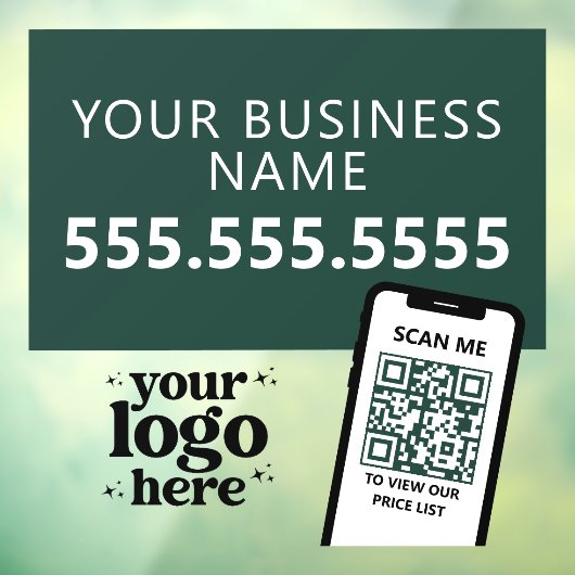 Bedrijfslogo met QR-code in modern minimalistische Raamsticker (Vel 3)