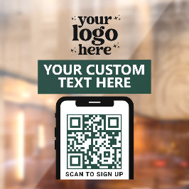 Bedrijfslogo met QR-code in moderne minimalistisch Raamsticker