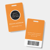 Bedrijfslogo met voor- en achternaam Bar Code  B Badge (Voor- en achterkant)