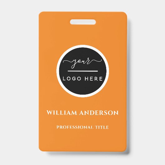 Bedrijfslogo met voor- en achternaam Bar Code  B Badge (Voorzijde)