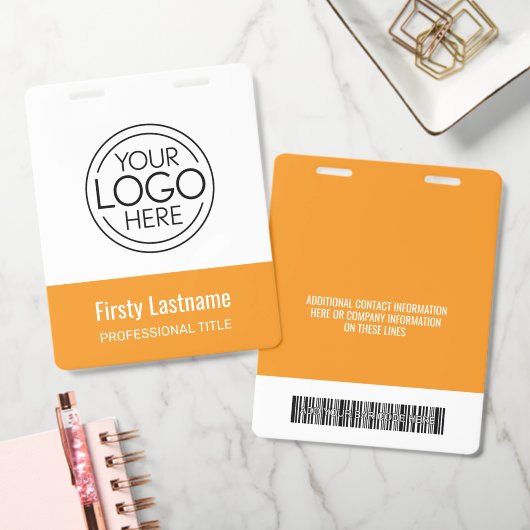 Bedrijfslogo met voor- en achternaam Bar Code Badge (Kantoor)