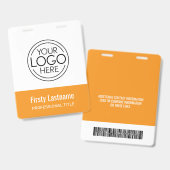 Bedrijfslogo met voor- en achternaam Bar Code Badge (Voor- en achterkant)