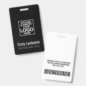 Bedrijfslogo met voor- en achternaam Bar Code Badge (Voor- en achterkant)