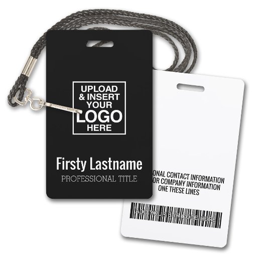 Bedrijfslogo met voor- en achternaam Bar Code Badge