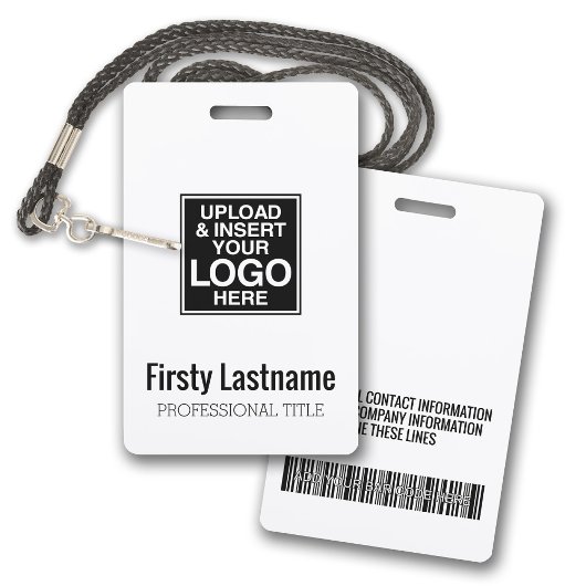 Bedrijfslogo met voor- en achternaam Bar Code Badge