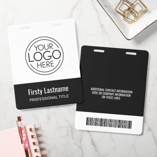 Bedrijfslogo met voor- en achternaam Bar Code Badge (Kantoor)