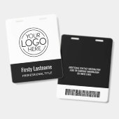 Bedrijfslogo met voor- en achternaam Bar Code Badge (Voor- en achterkant)
