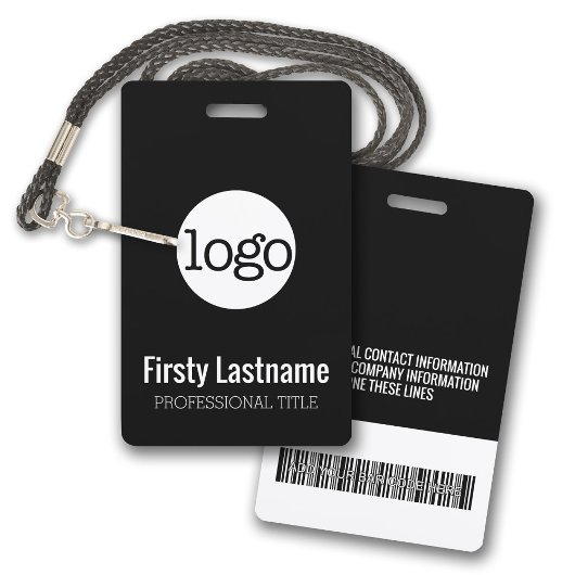 Bedrijfslogo met voor- en achternaam Barcodelabel Badge