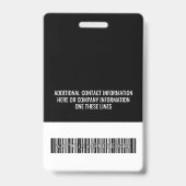 Bedrijfslogo met voor- en achternaam Barcodelabel Badge (Achterkant)