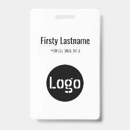Bedrijfslogo met voor- en achternaam streepjescode badge