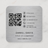 Bedrijfslogo Metallic QR-code Vierkante Visitekaartje (Voorkant)