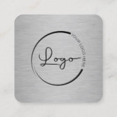 Bedrijfslogo Metallic QR-code Vierkante Visitekaartje (Achterkant)