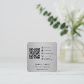 Bedrijfslogo Metallic QR-code Vierkante Visitekaartje (Staand voorkant)