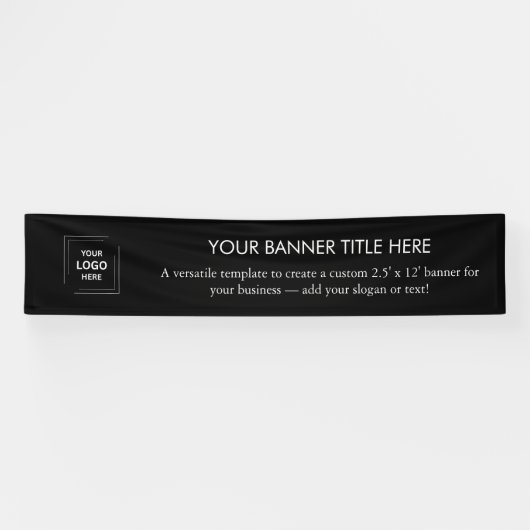 Bedrijfslogo | Modern zwart 12' bedrijfsbanner Spandoek (Horizontaal)