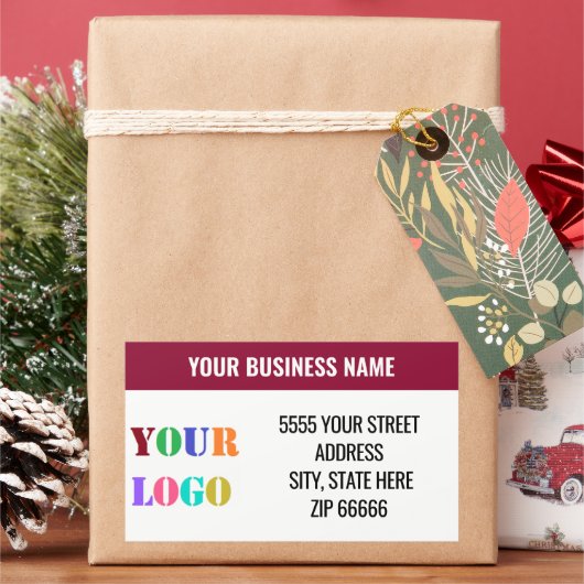 Bedrijfslogo naam adres labels voorbeeld (Feestdagen)