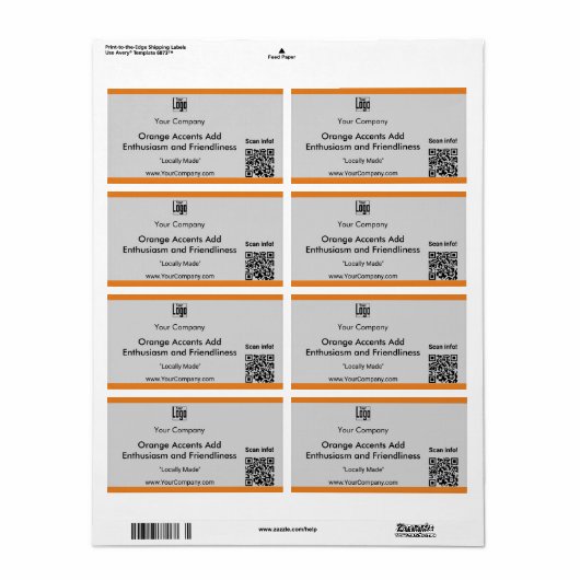 Bedrijfslogo Naam Motto QR-code Marketing Groot Etiket (Full Sheet)