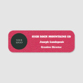 Bedrijfslogo op chic roze lederen print naamplaatje (Voorkant)